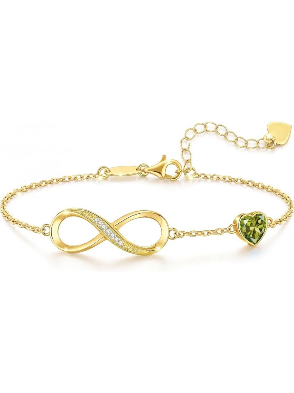 14K Gold Plated Birthstone Infinity Bracelet - Elegant Jewelry Gift for Her